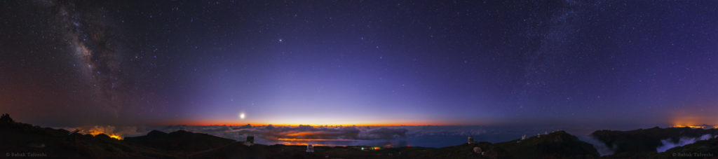 night panorama of la palma in canary islands