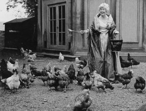 The Duchess of Devonshire feeding her chickens, Chatsworth England, Photograph by Bruce Weber, Robert Miller Gallery NY